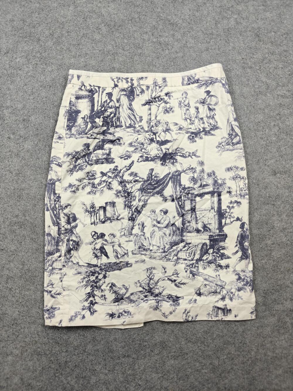 Vintage J.CREW Skirt Womens 2 White Toile Pencil Knee Length Slit Zip 2000s